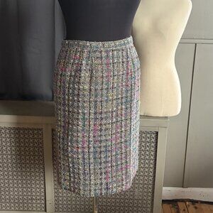 Vintage Boucle Tweed Multicolor Skirt Size 6